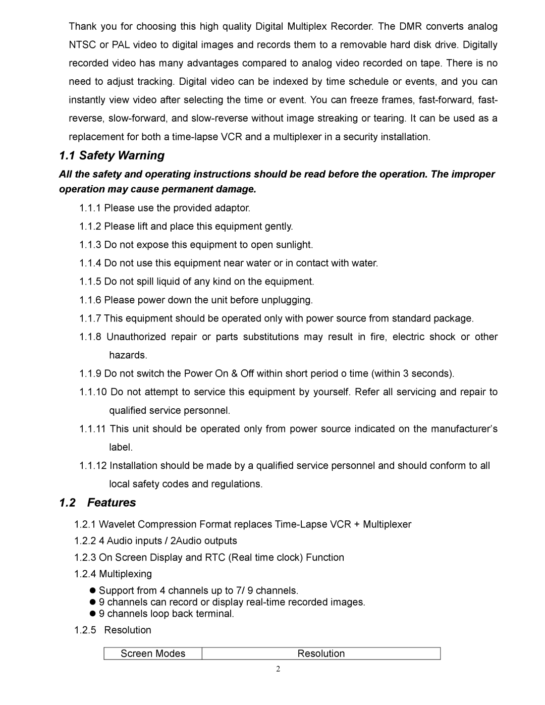 RCA AVC 776 appendix Safety Warning, Features 