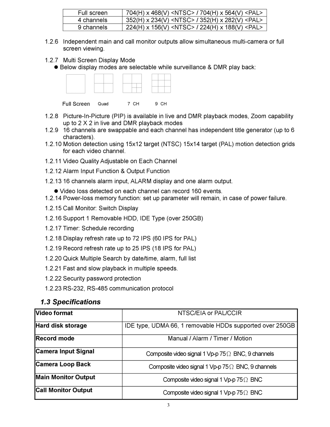 RCA AVC 776 appendix Specifications 