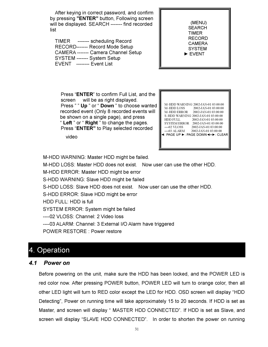 RCA AVC 776 appendix Operation, Power on 