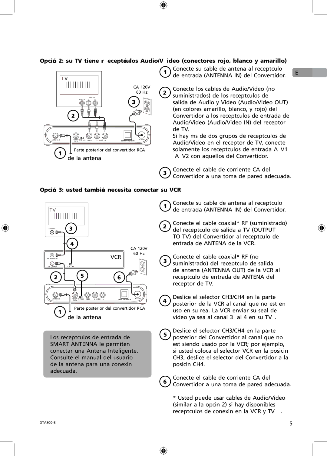 RCA B-008ATD user manual Opción 3 usted también necesita conectar su VCR 