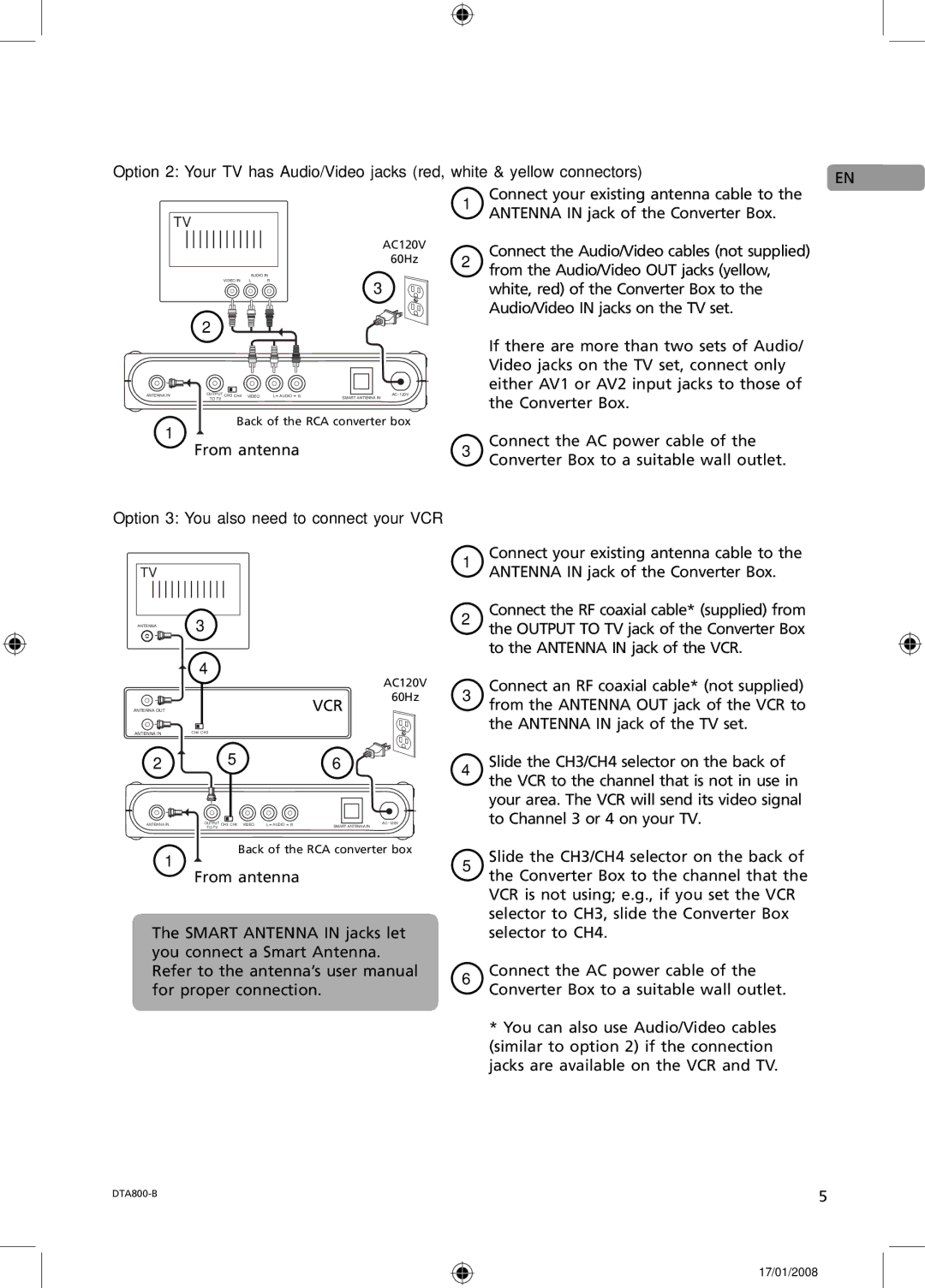 RCA B-008ATD user manual Option 3 You also need to connect your VCR, Vcr 