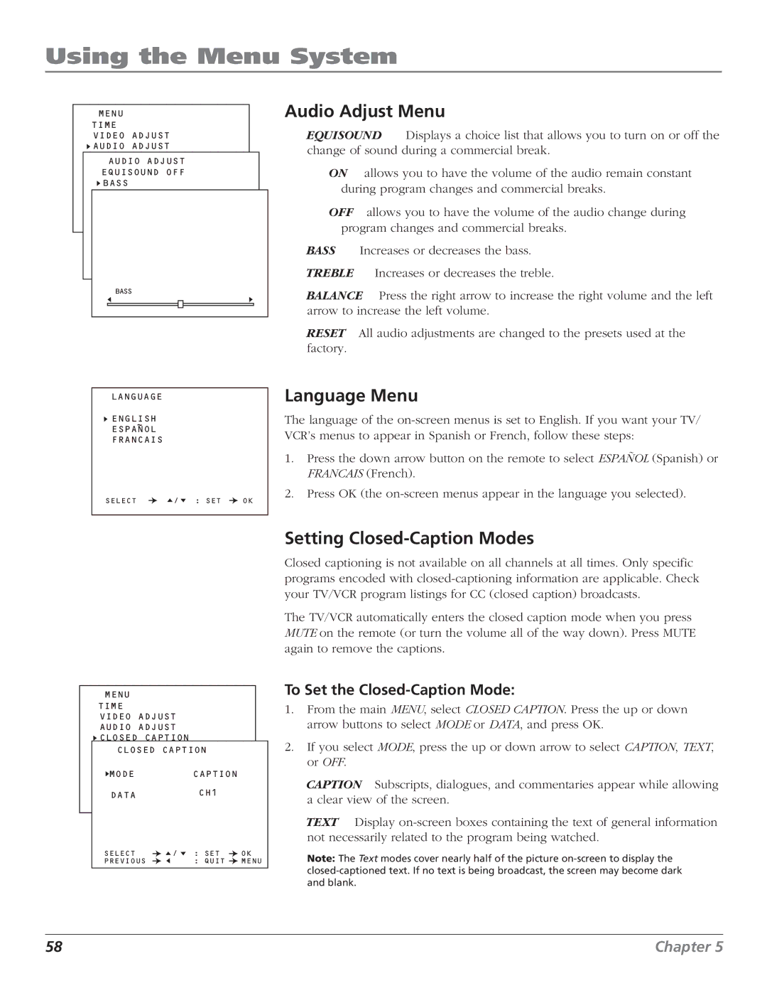 RCA B27TF680 manual Setting Closed-Caption Modes, To Set the Closed-Caption Mode 