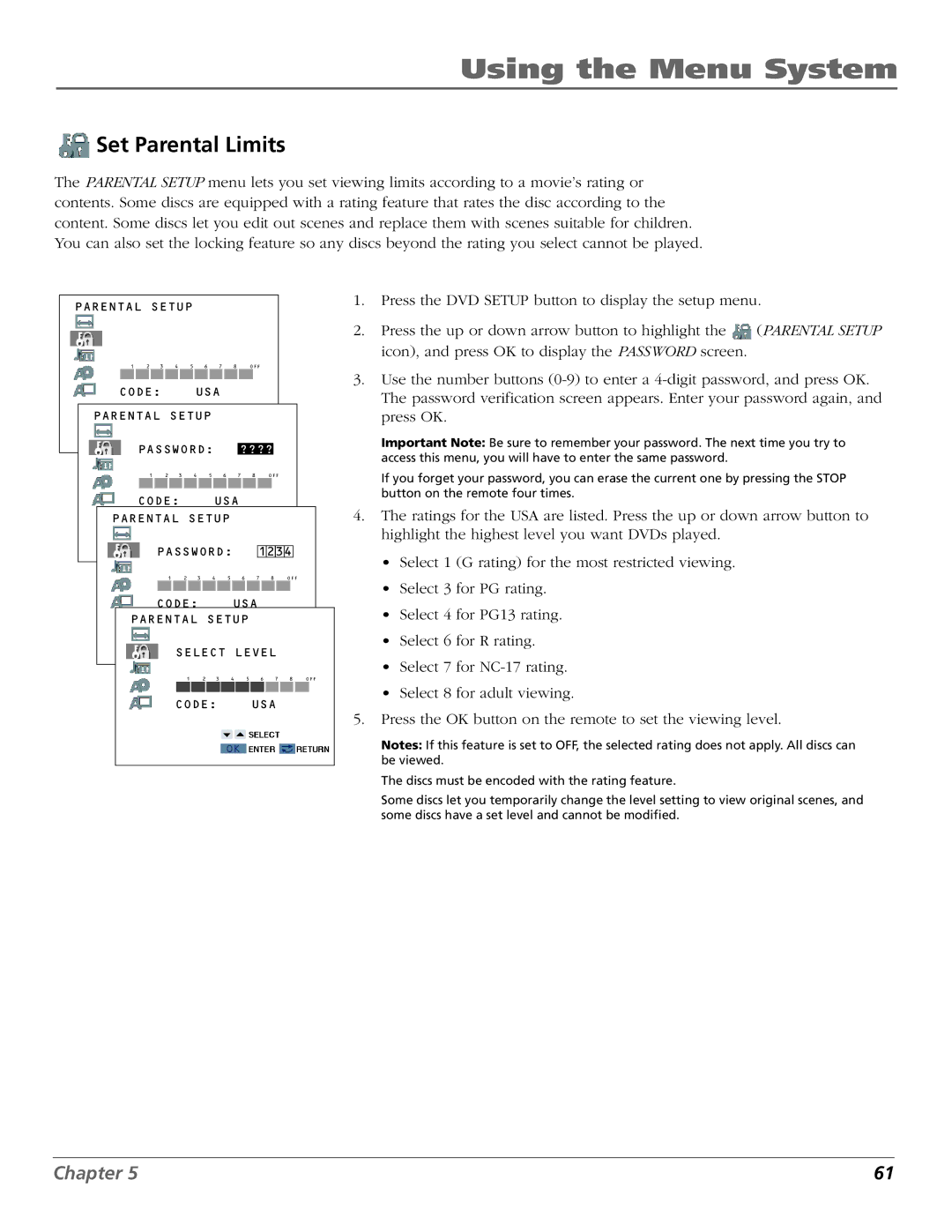 RCA B27TF680 manual Set Parental Limits 