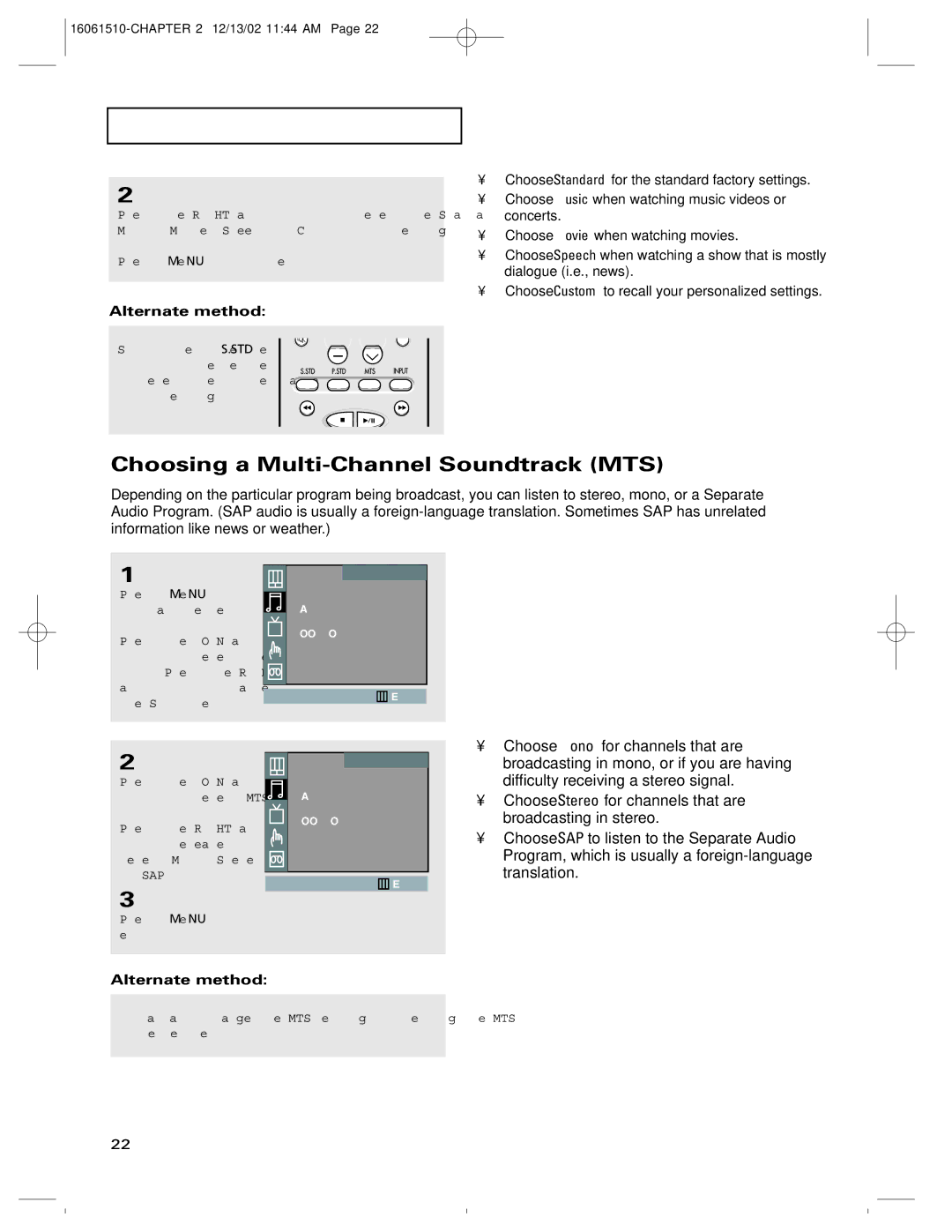 RCA B27TF685 manual Choosing a Multi-Channel Soundtrack MTS 