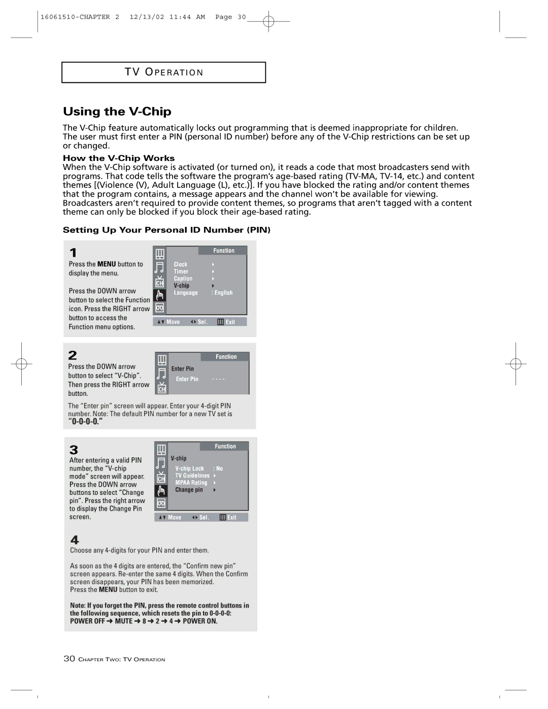 RCA B27TF685 manual Using the V-Chip, How the V-Chip Works, Setting Up Your Personal ID Number PIN 