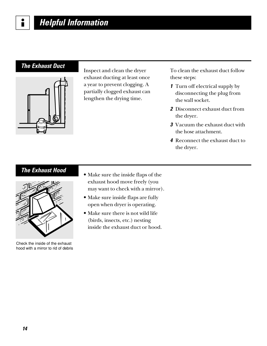 RCA bjlr473et, bljr473gt operating instructions Exhaust Duct, Exhaust Hood 