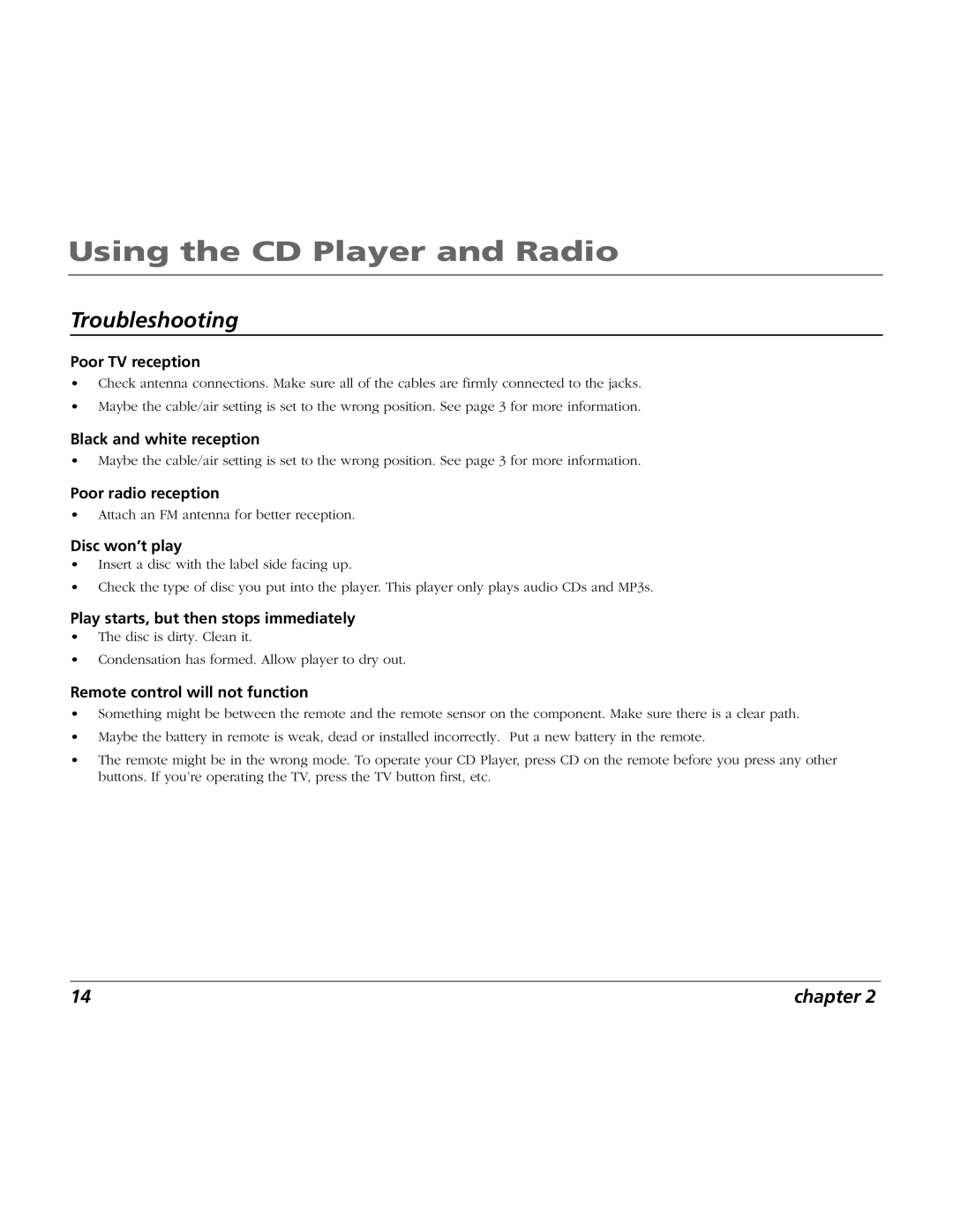 RCA BLC524 user manual Troubleshooting 