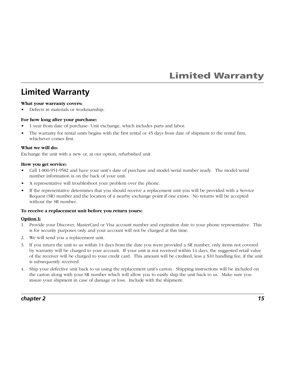 RCA BLC524 user manual Limited Warranty 