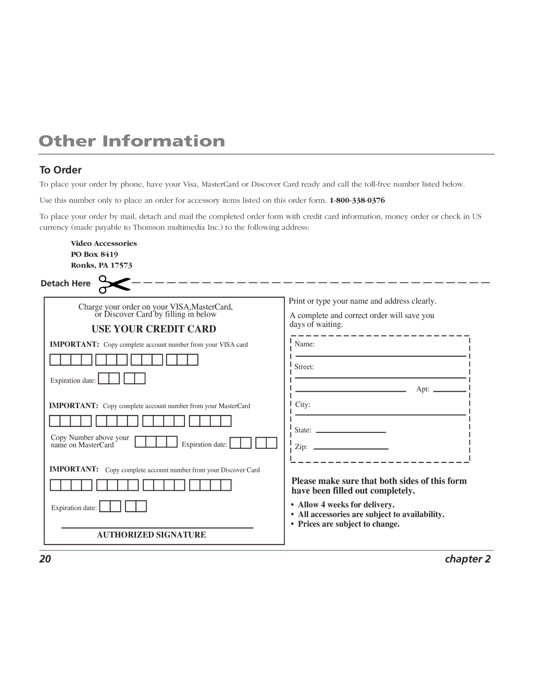 RCA BLC524 user manual To Order 