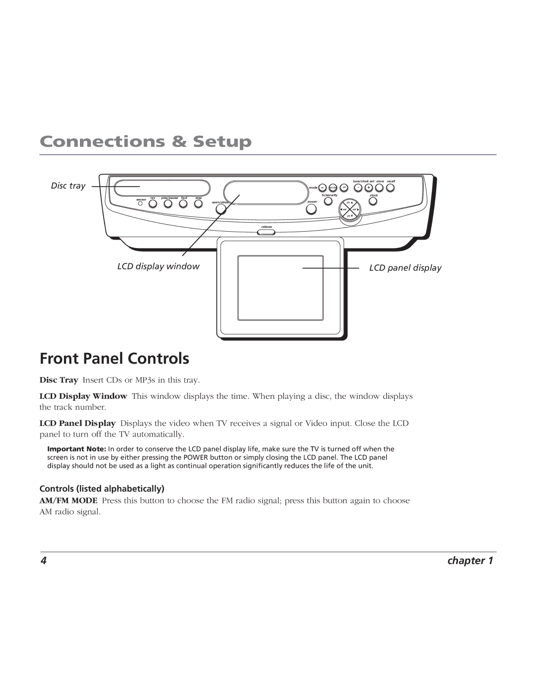 RCA BLC524 user manual Front Panel Controls, Disc tray 