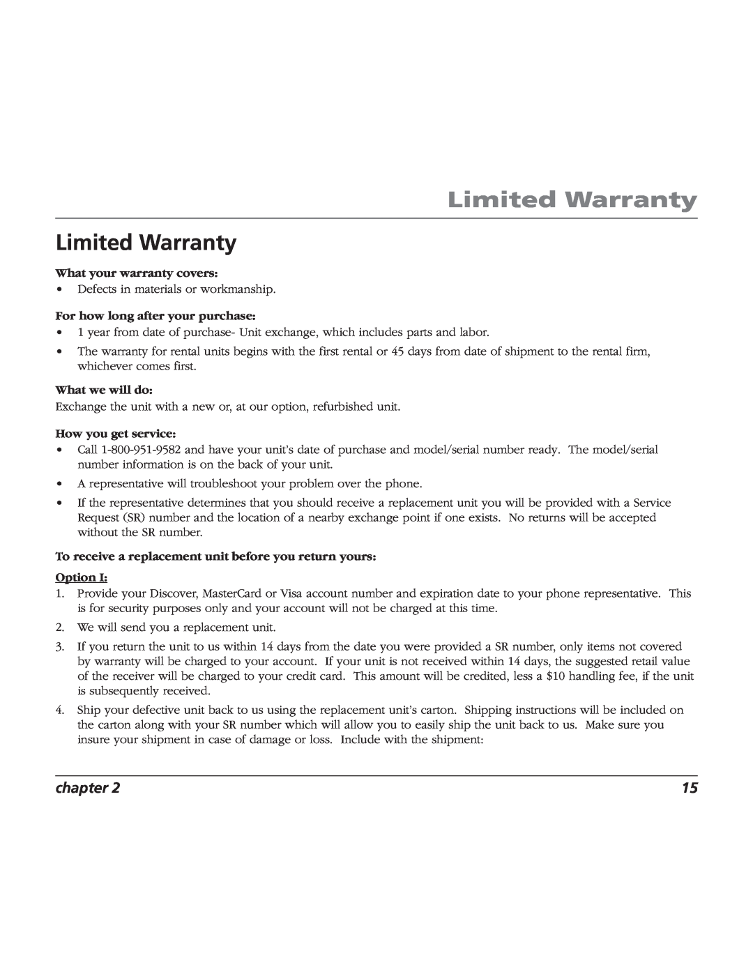 RCA BLC524 user manual Limited Warranty, chapter 