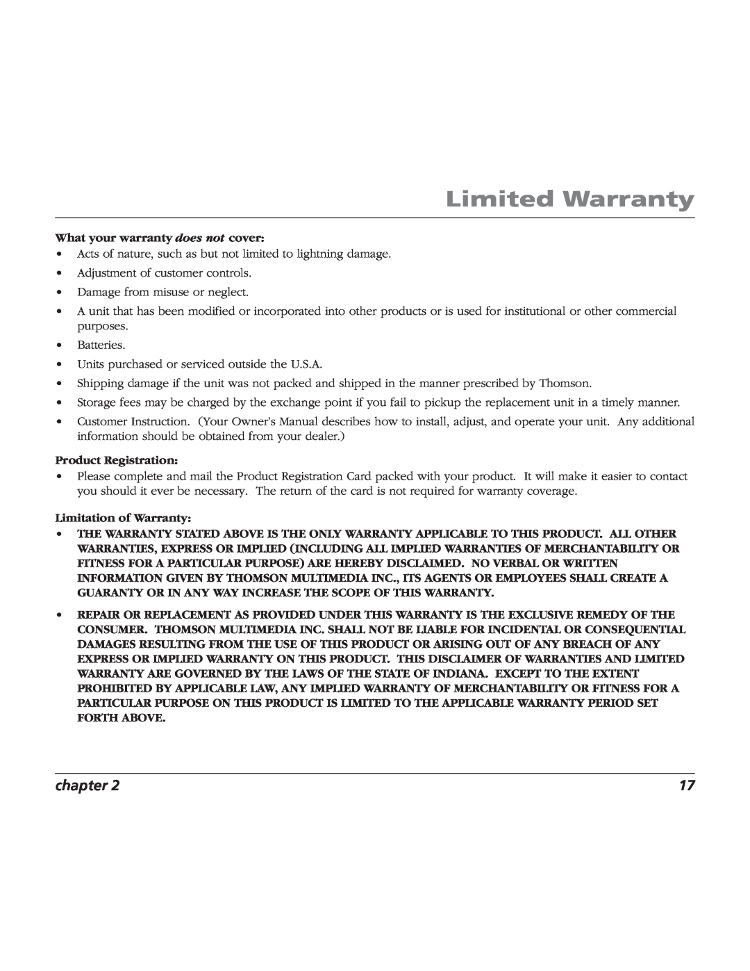 RCA BLC524 user manual Limited Warranty, chapter 