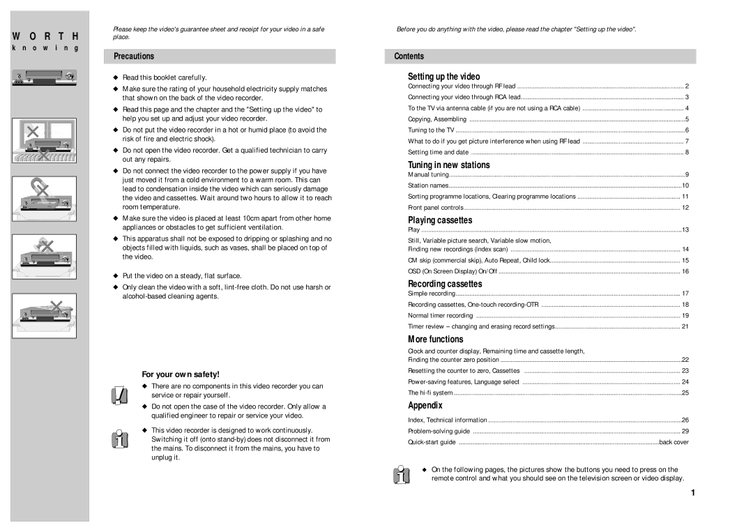 RCA BLD-6HD1 instruction manual For your own safety, Read this booklet carefully, Precautions, Contents 