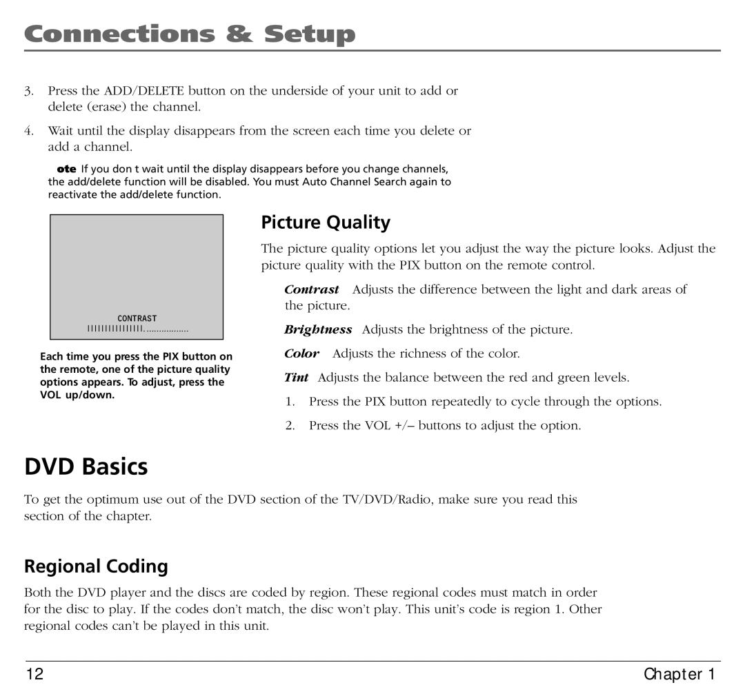 RCA BLD548 user manual DVD Basics, Picture Quality, Regional Coding 