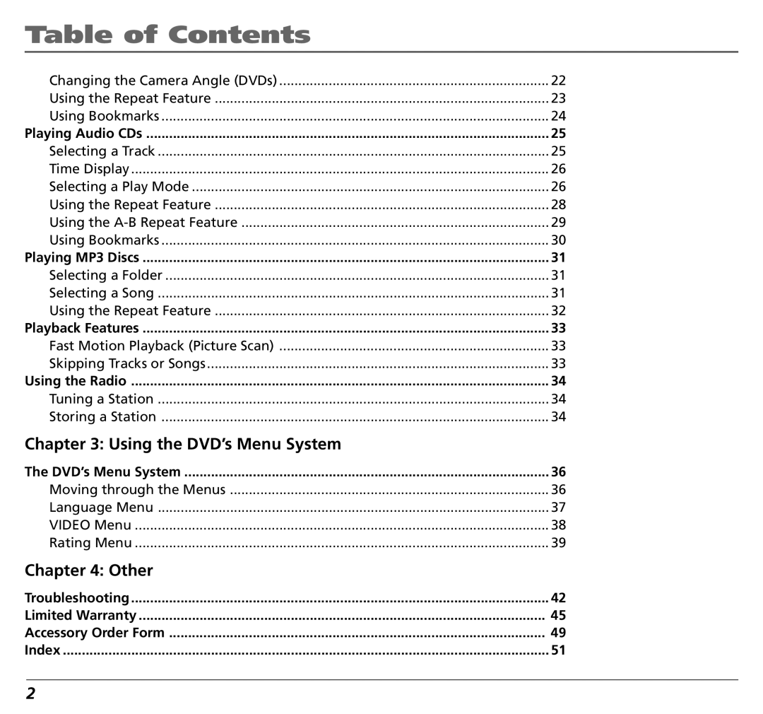 RCA BLD548 user manual Using the DVD’s Menu System, Other 