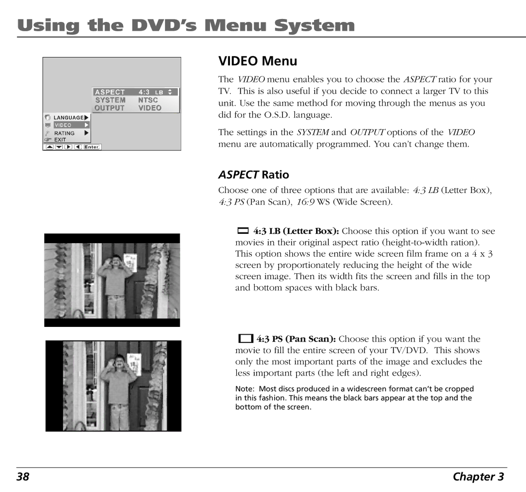 RCA BLD548 user manual Aspect Ratio 