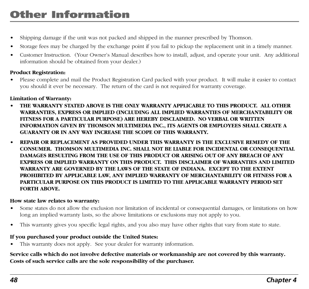 RCA BLD548 user manual If you purchased your product outside the United States 