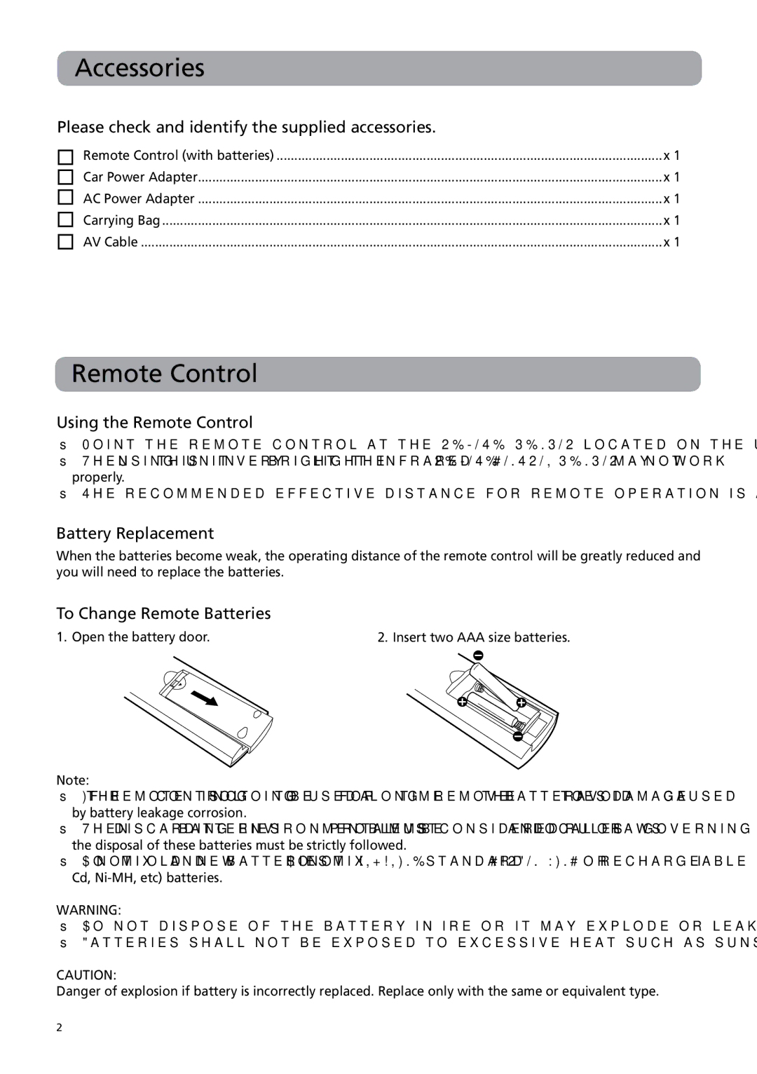 RCA BRC3109 user manual Accessories, Remote Control 