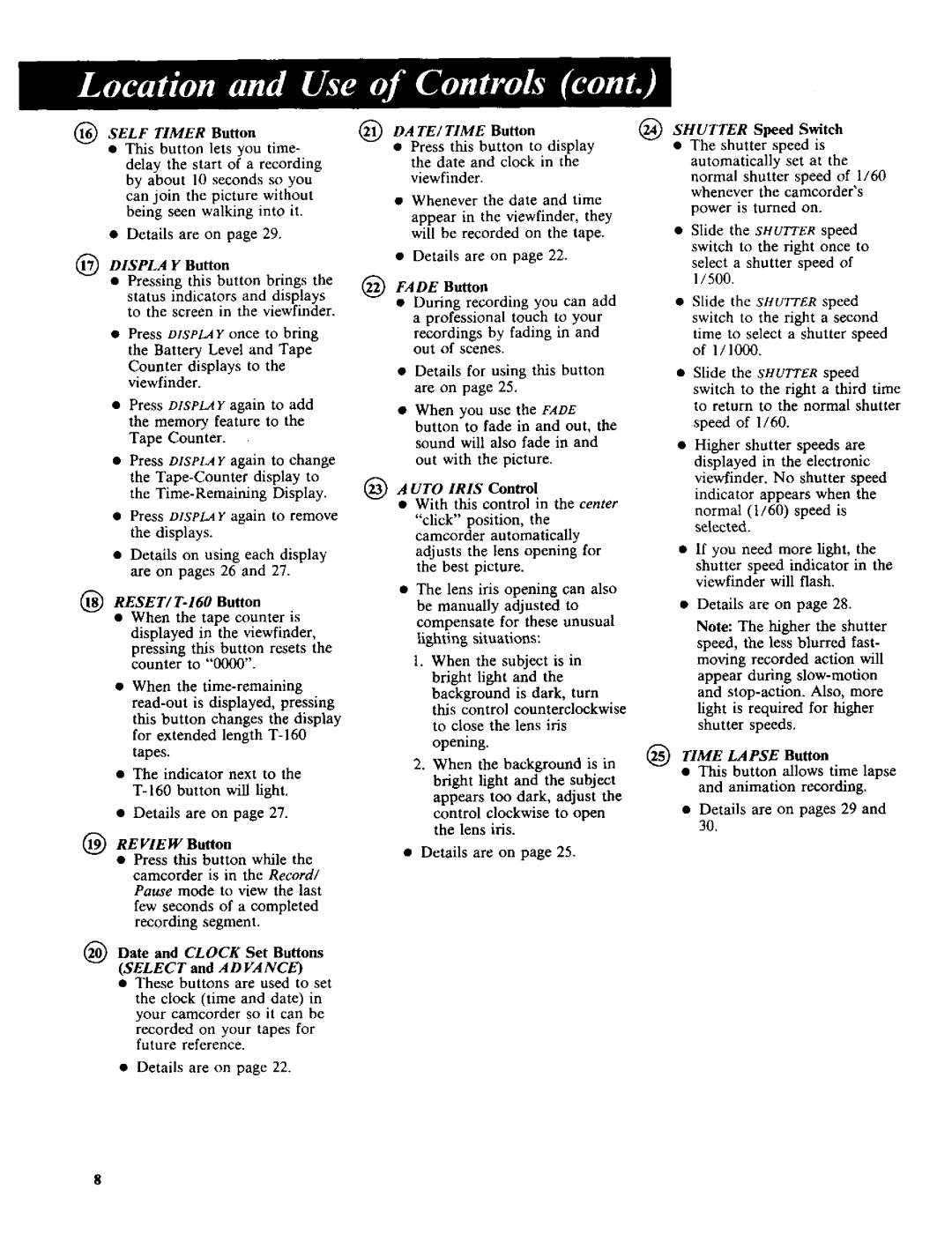 RCA CC-285 owner manual 11@DISPL.4 Y Button, @ DATE/ Time Button, Time Lapse Button 