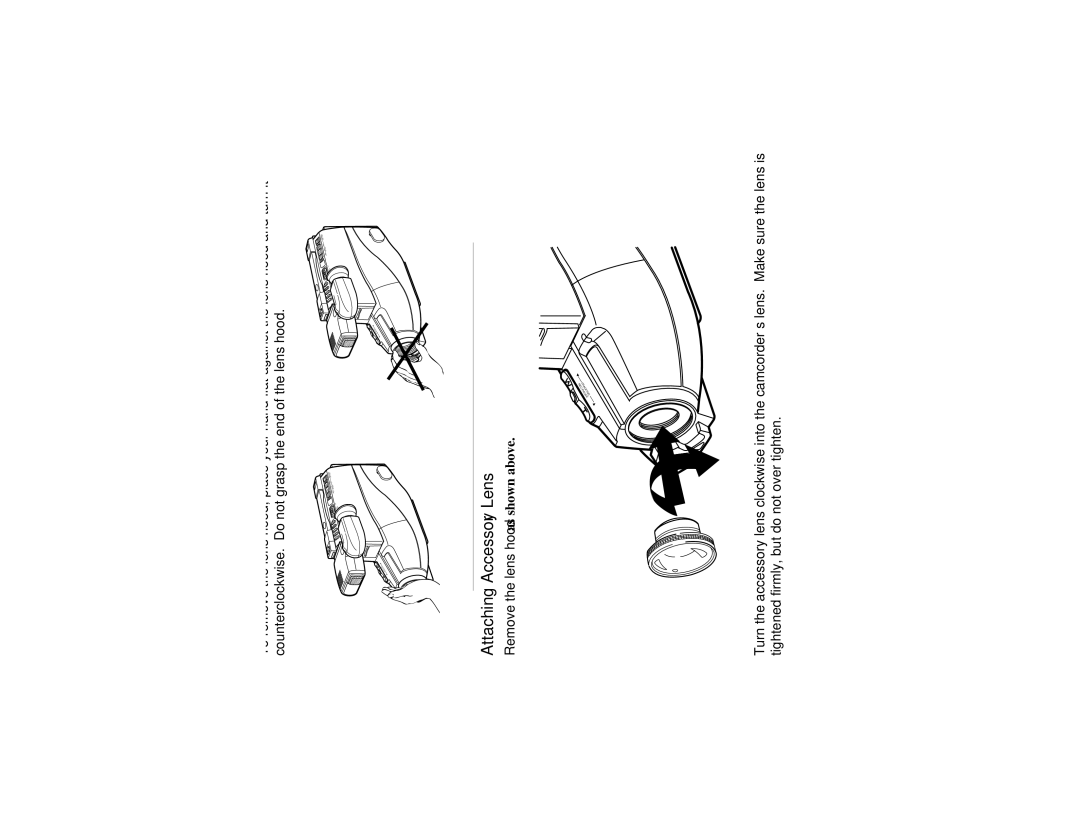 RCA CC417 manual Removing the Lens Hood, Attaching Accessory Lens 