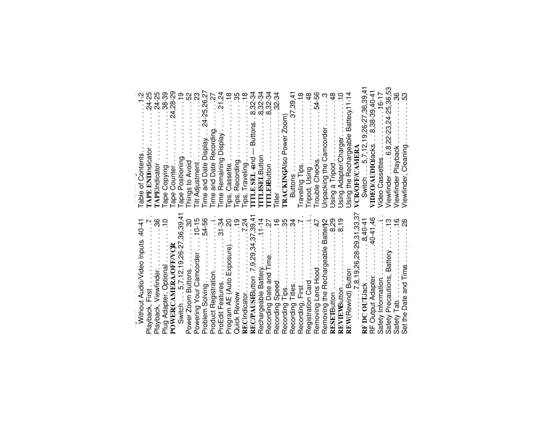 RCA CC417 manual Vcr/Off/Camera 