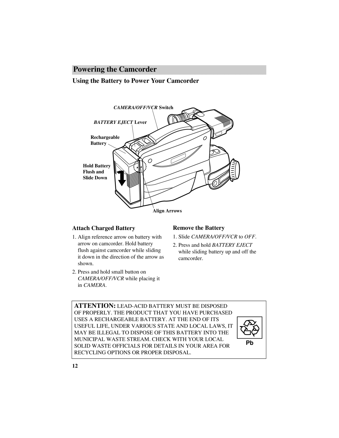 RCA CC432 manual Attach Charged Battery, Remove the Battery 