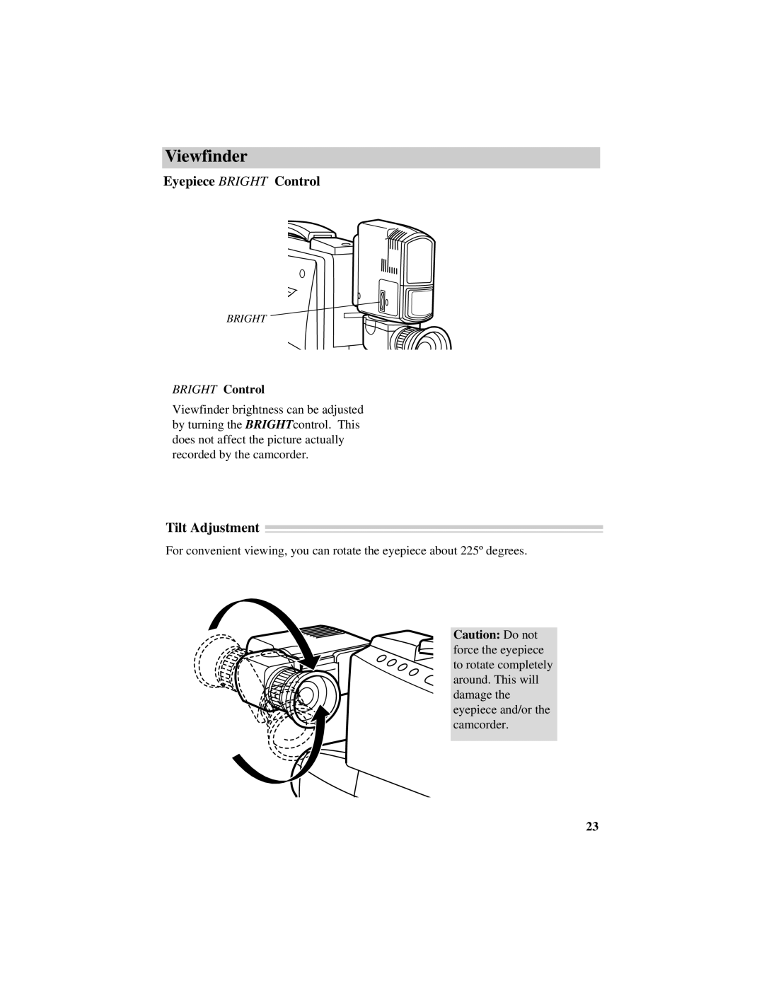 RCA CC432 manual Eyepiece Bright Control, Tilt Adjustment 