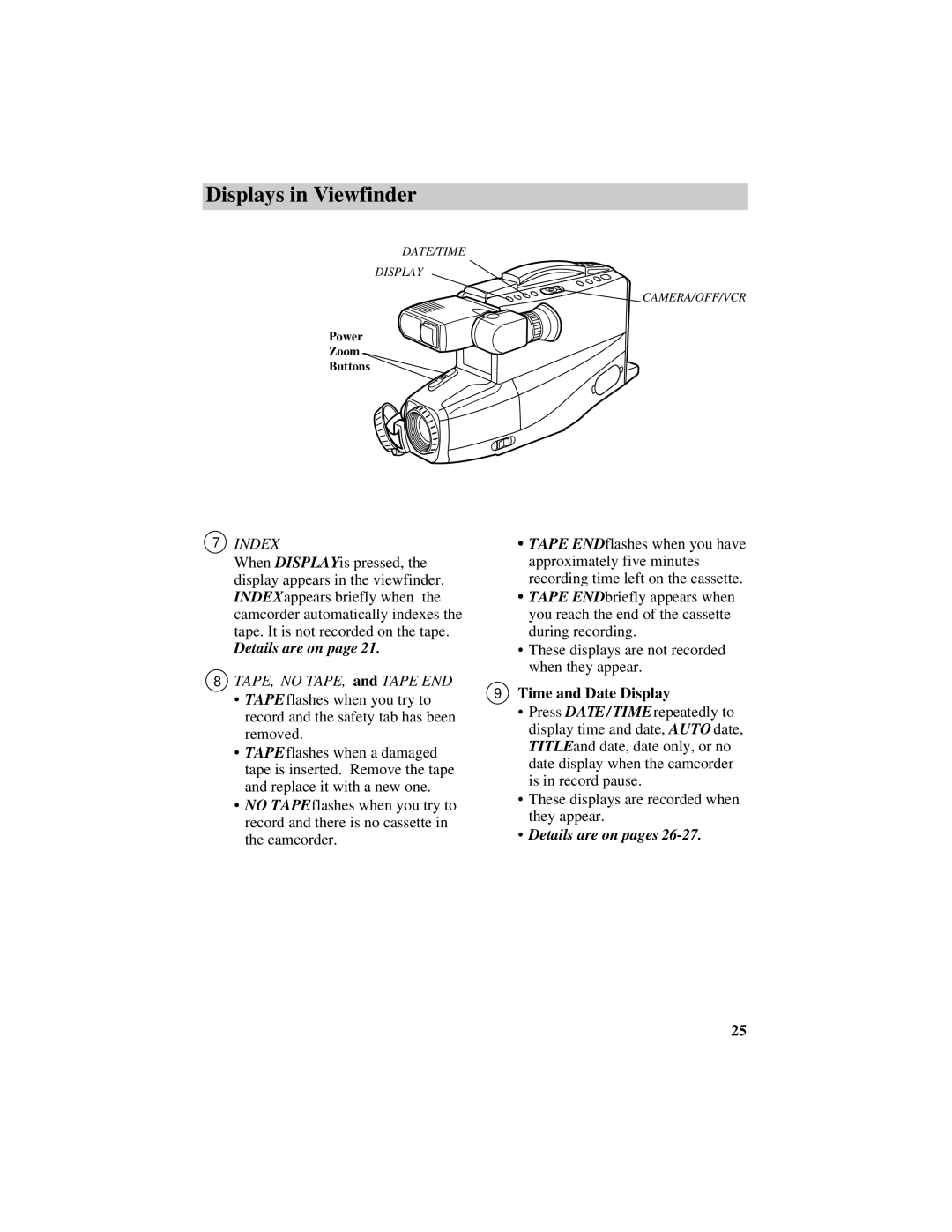 RCA CC432 manual Index, Time and Date Display 