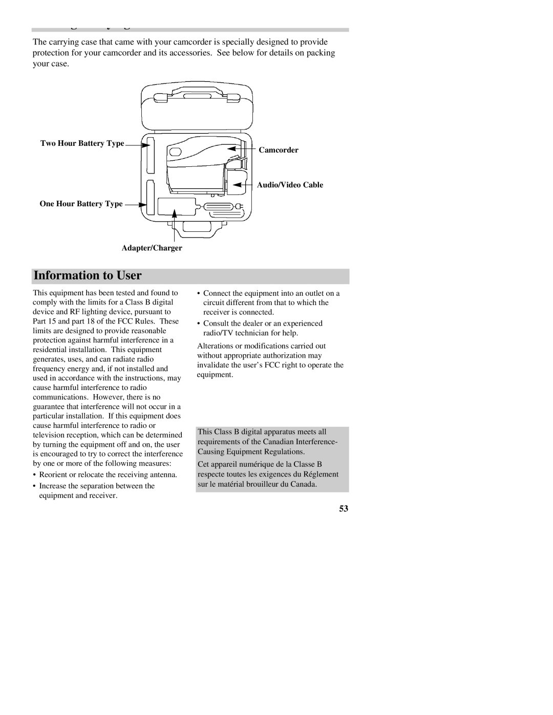 RCA CC437 manual Information to User 