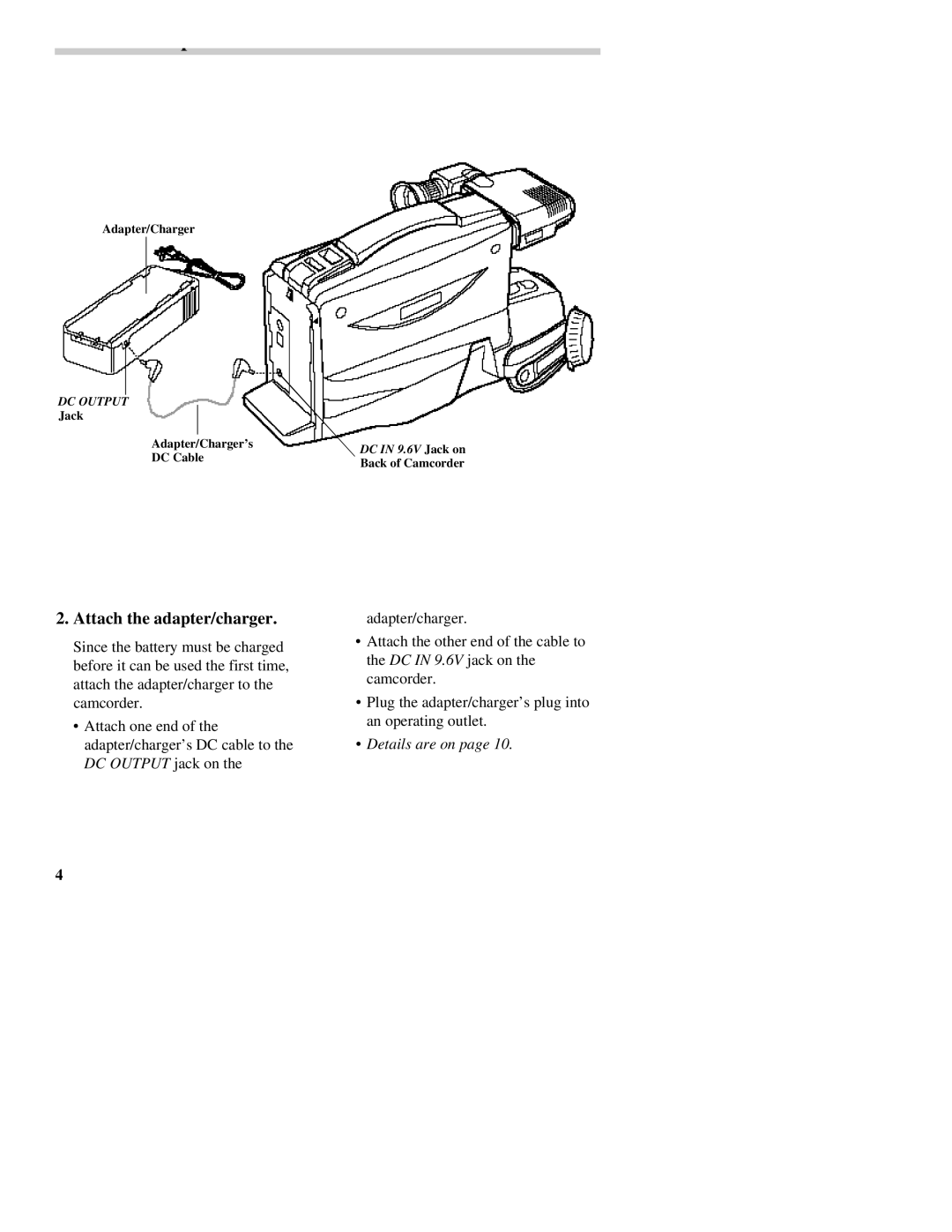 RCA CC437 manual Attach the adapter/charger 