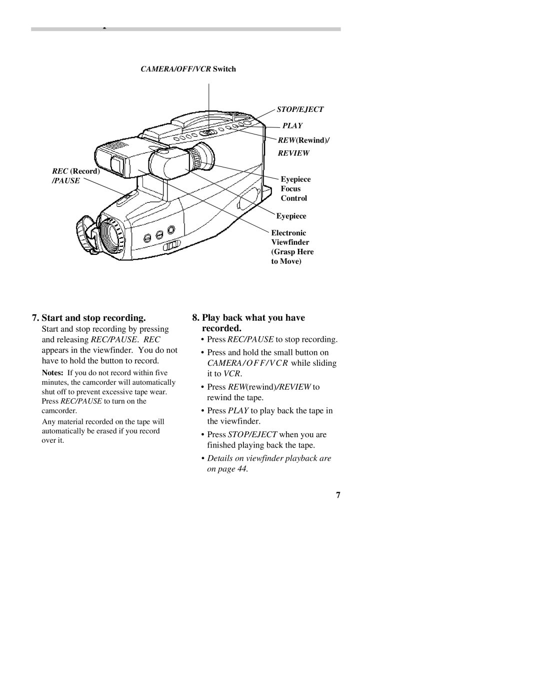 RCA CC437 manual Start and stop recording, Play back what you have recorded 