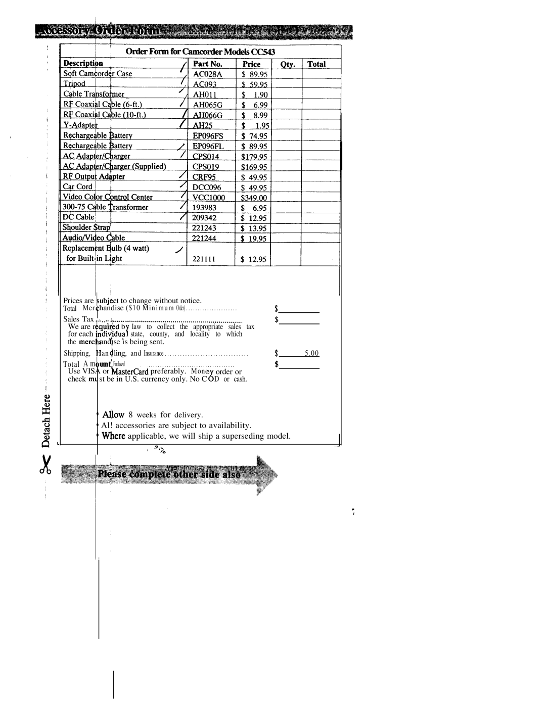 RCA CC543 warranty Prices are 