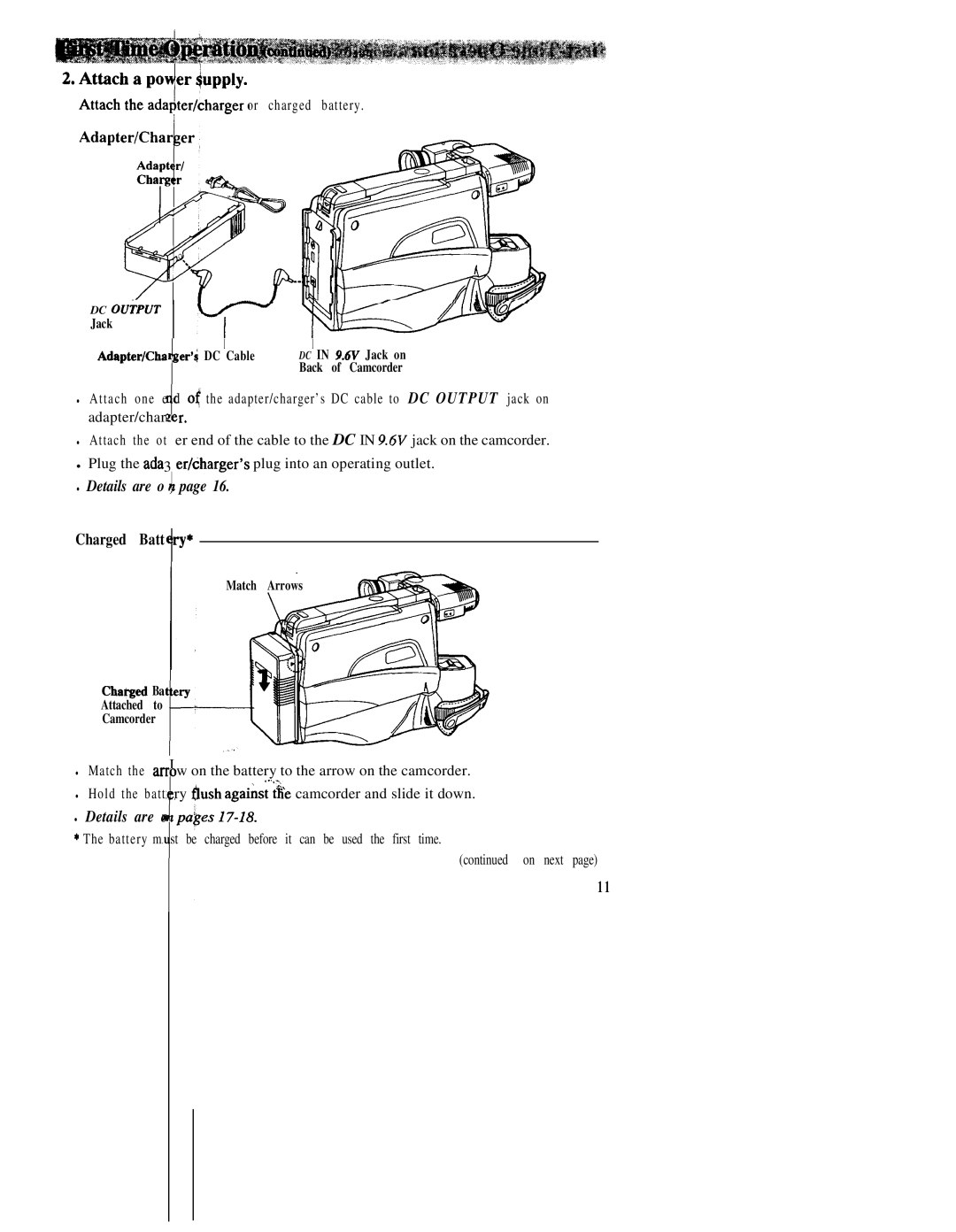 RCA CC543 warranty Details are o k, Charged Batt ry 