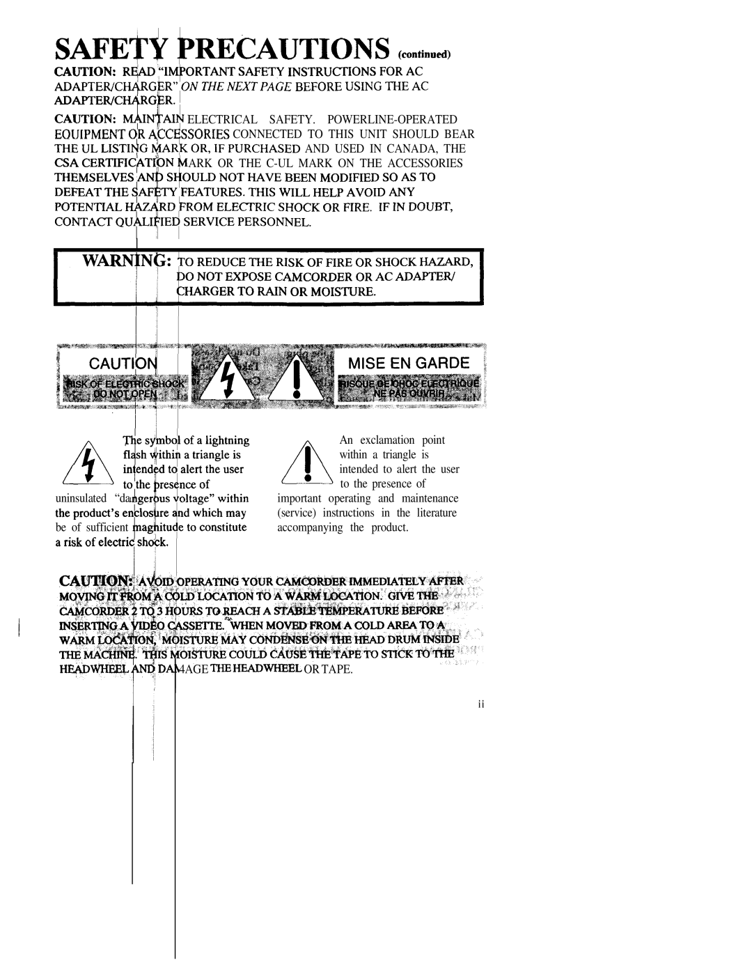 RCA CC543 warranty Safety kREcAUTIONS 