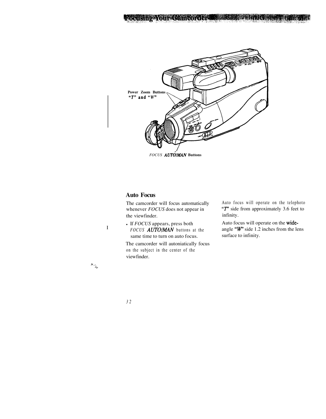 RCA CC543 warranty Auto Focus, Focus AUTO/kGW buttons at 