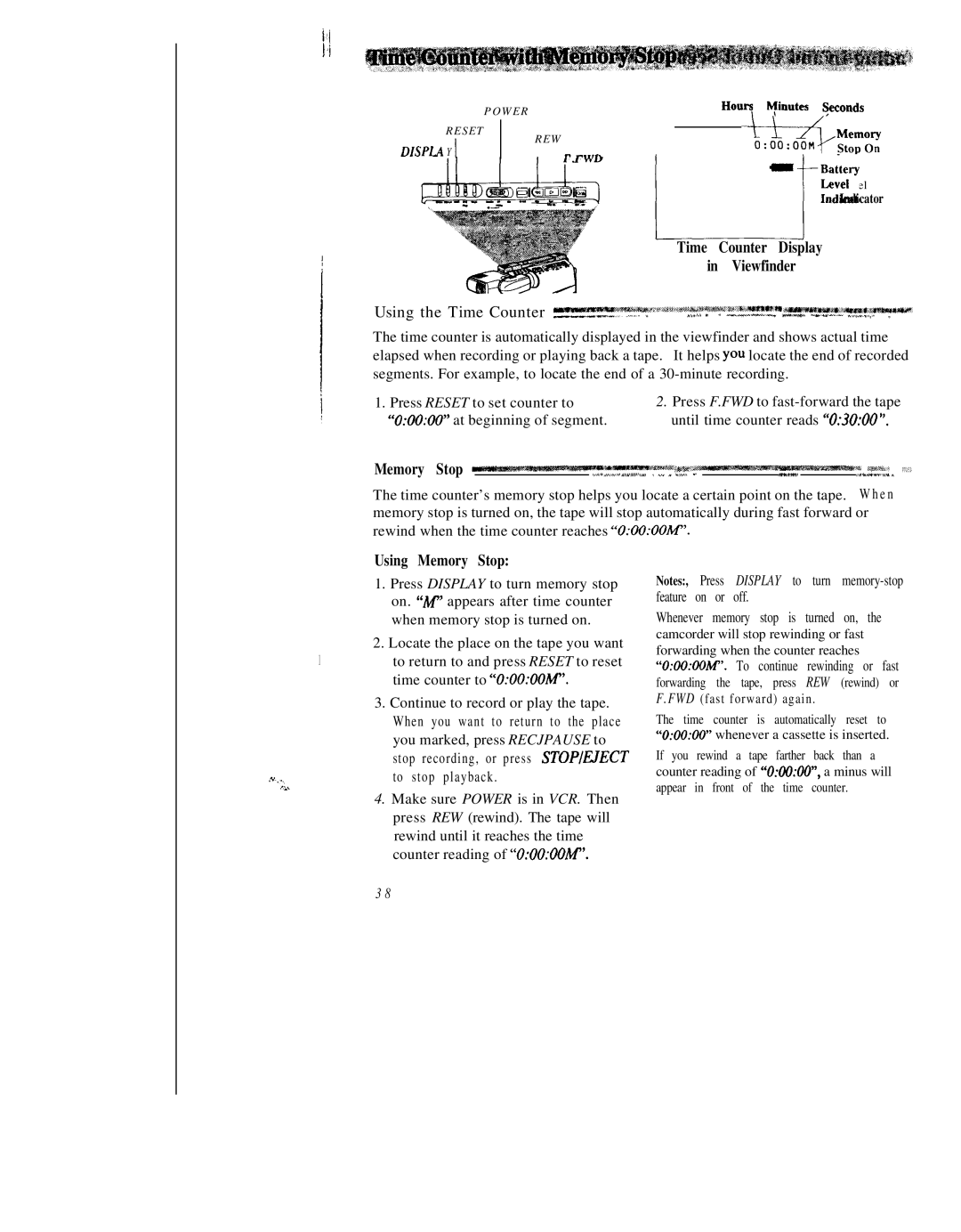 RCA CC543 warranty Using Memory Stop, Em-a 