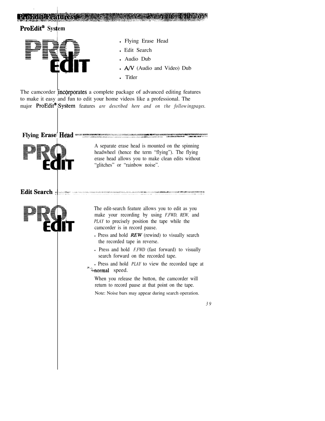 RCA CC543 warranty ProEdit@ Sys em, Flying Erase1 Hlad *m-w 