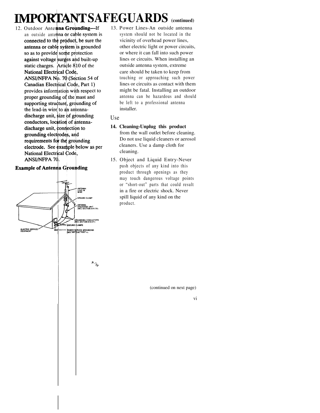 RCA CC543 warranty Use, LPOIE@AFjTSAFEGUARDS Outdoor Ante an outside ante 