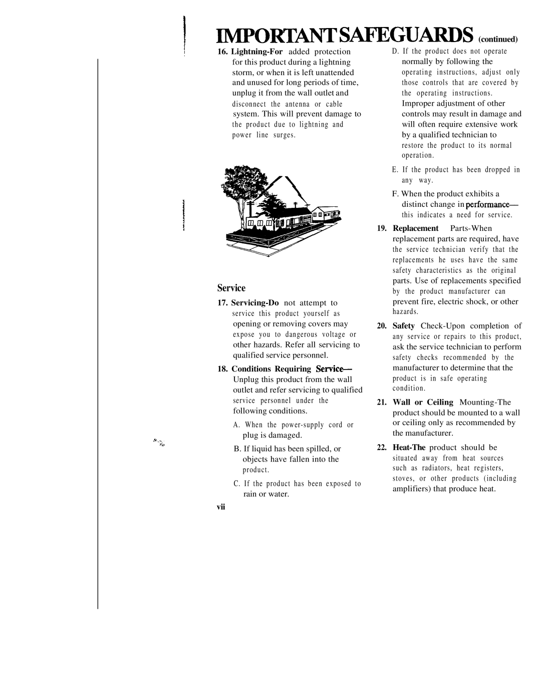 RCA CC543 warranty Service, LlMpOYRT,ANTSAFEGUARDS, Vii 