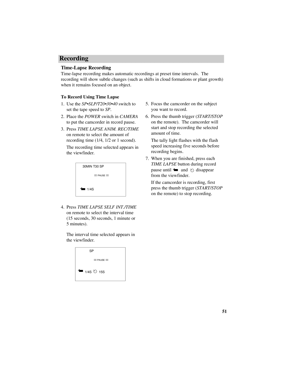 RCA CC616 manual Time-Lapse Recording, To Record Using Time Lapse 