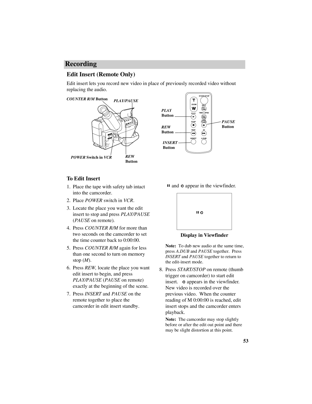 RCA CC616 manual Edit Insert Remote Only, To Edit Insert 