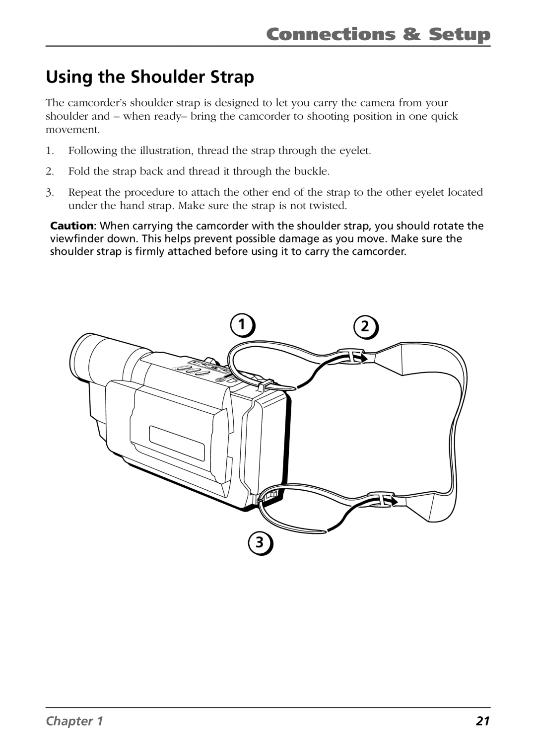 RCA CC6254 manual Using the Shoulder Strap 