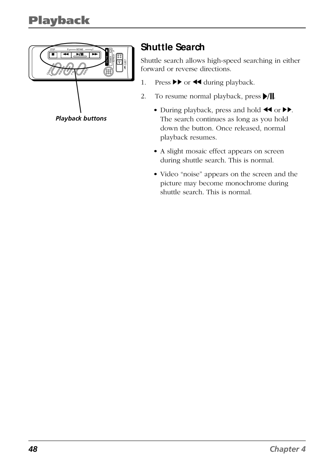 RCA CC6254 manual Shuttle Search 