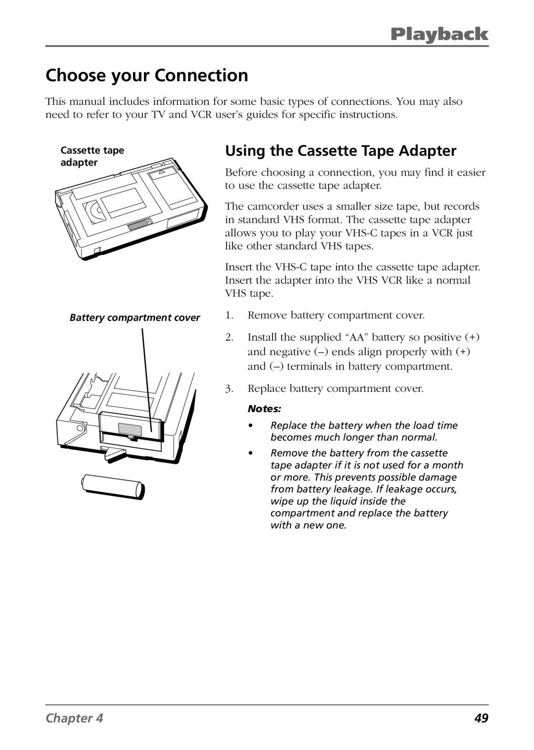 RCA CC6254 manual Choose your Connection, Using the Cassette Tape Adapter 