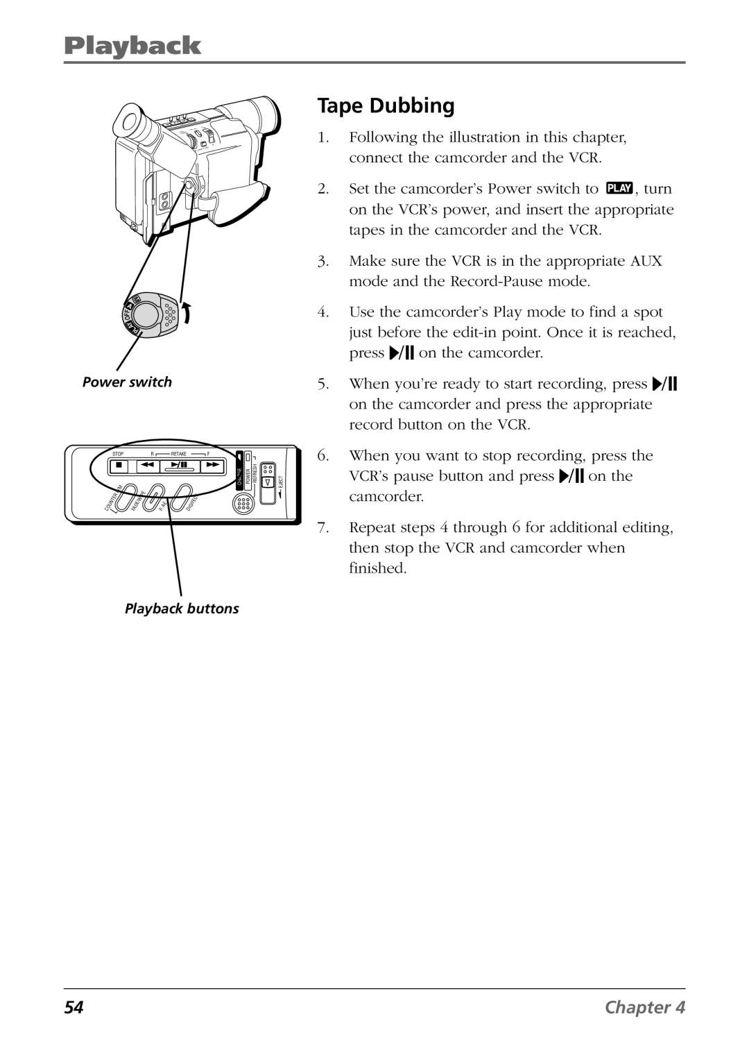 RCA CC6254 manual Tape Dubbing 