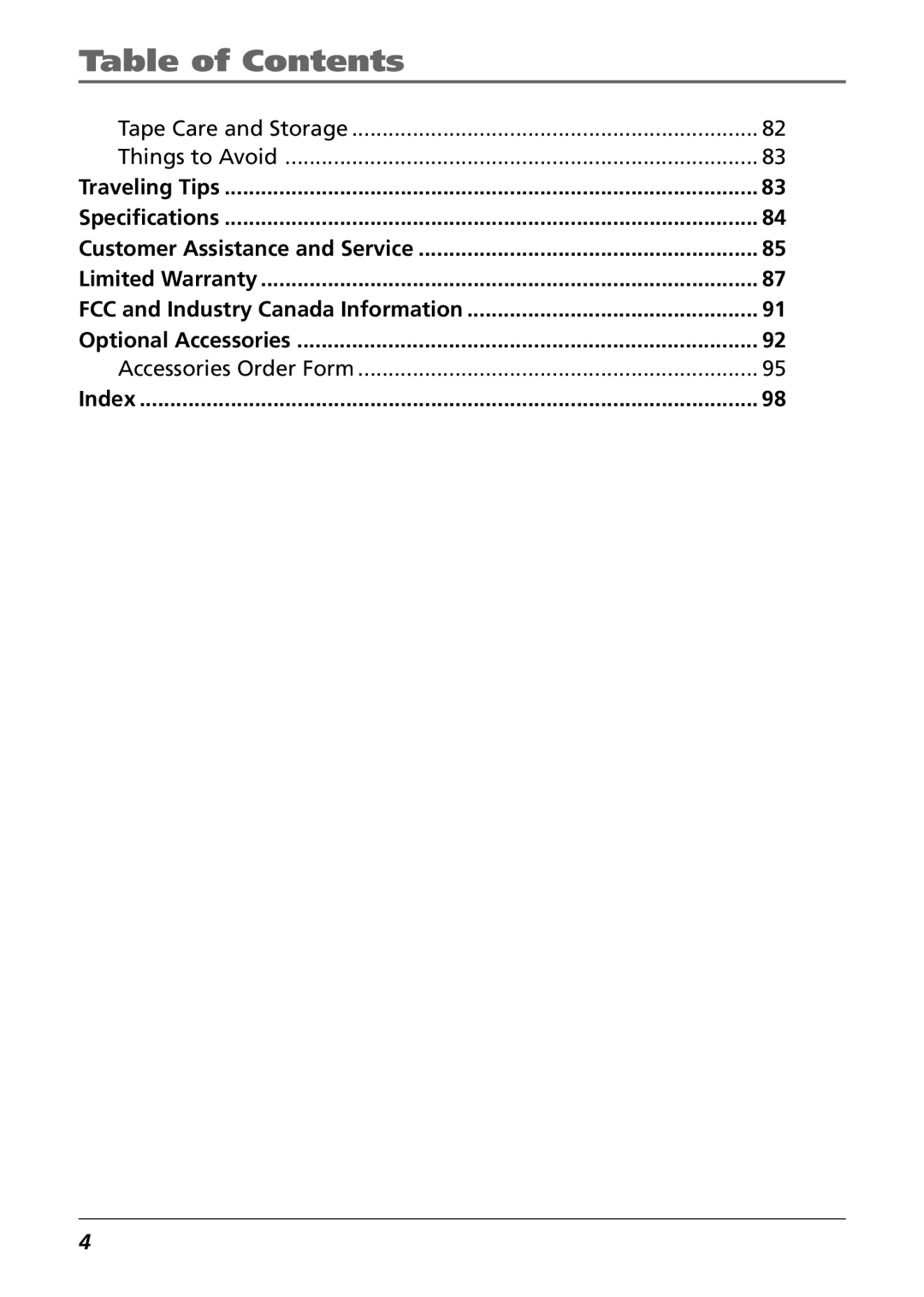 RCA CC6254 manual Tape Care and Storage Things to Avoid, Accessories Order Form 