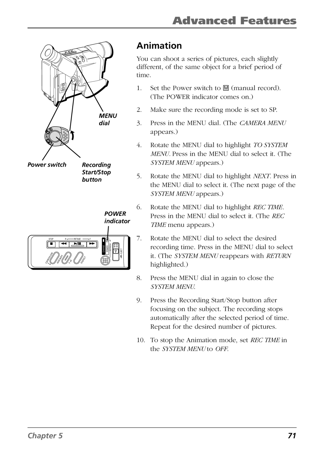 RCA CC6254 manual Animation, System Menu 