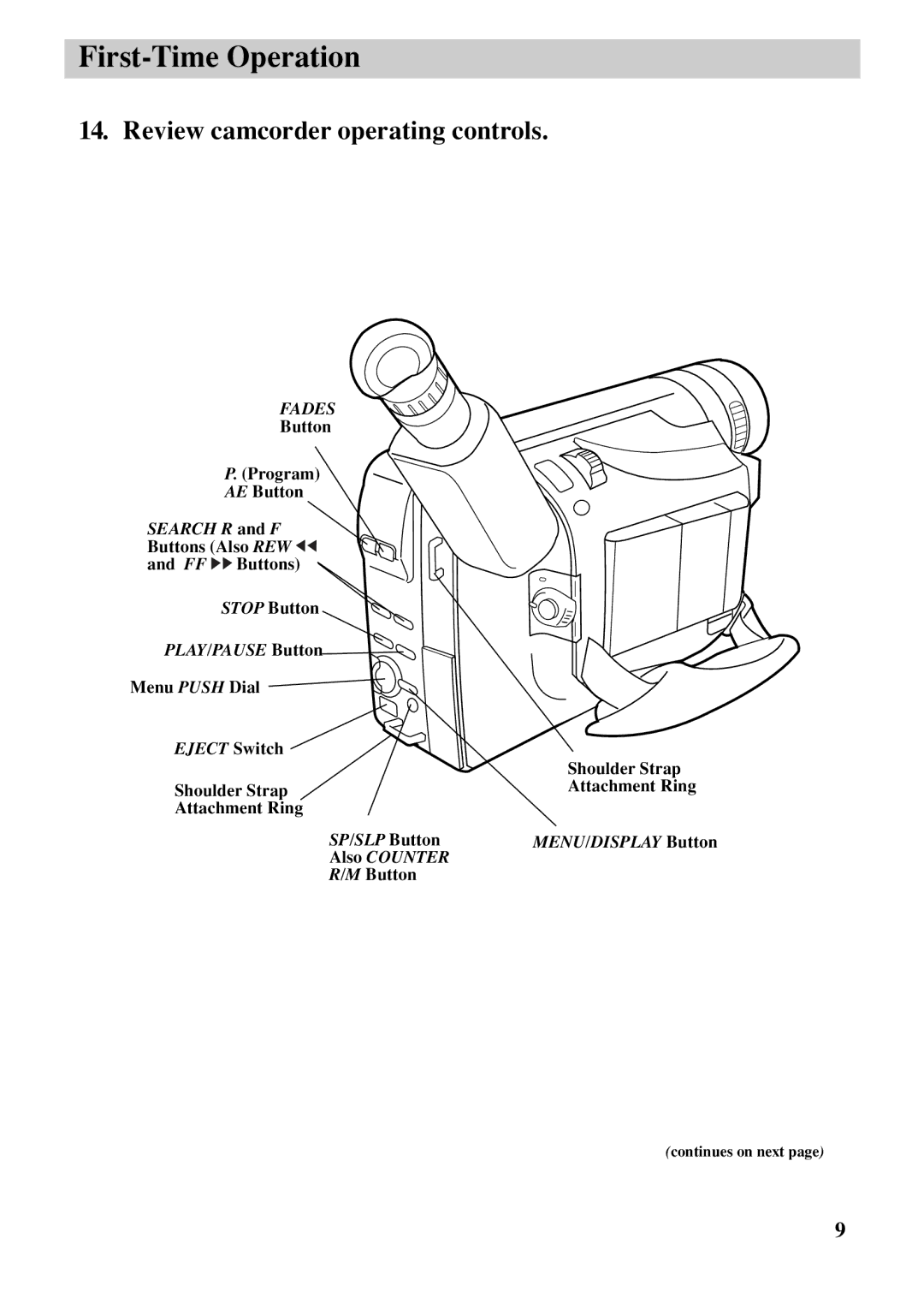 RCA CC6263 manual Review camcorder operating controls, Fades 