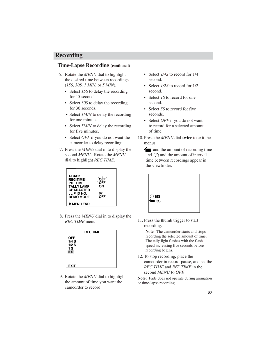 RCA CC6251, CC6271, CC6151 manual OFF 1/4 S 1/2 S 