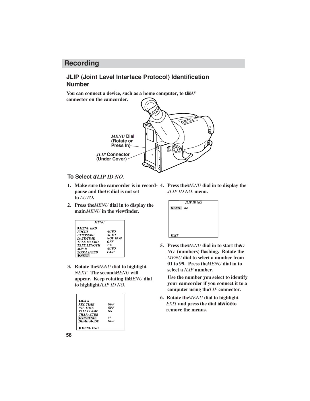 RCA CC6251, CC6271, CC6151 manual Jlip Joint Level Interface Protocol Identification Number, To Select a Jlip ID no 